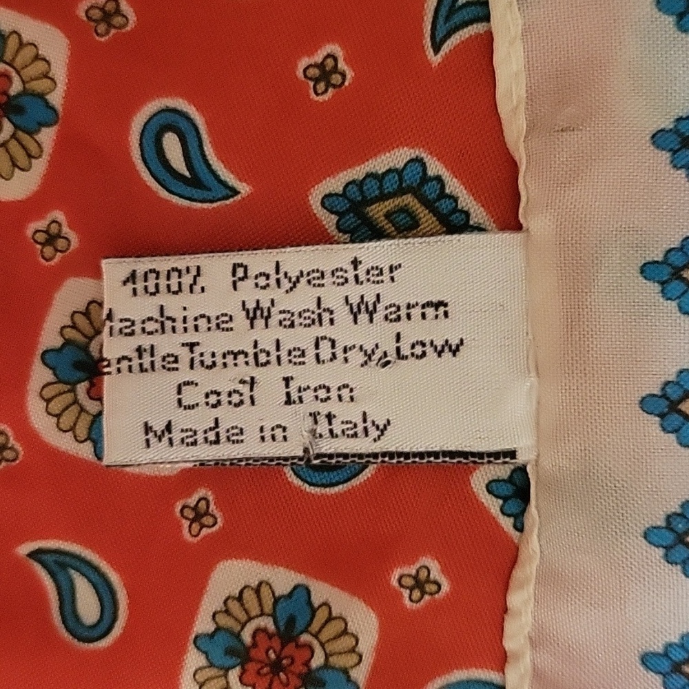Vintage Sarah Coventry Paisley-Inspired Geometric Scarf | 31” | Made in Italy - Picture 7 of 11